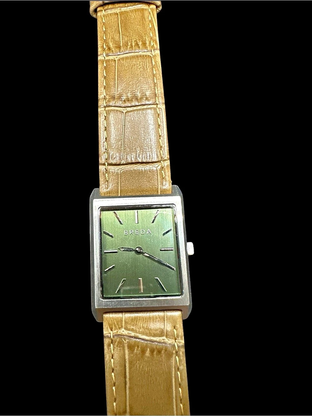Breda Rectangular Green Dial Watch Like New